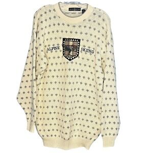 Vtg Mens Grandpa Crew Neck‎ Sweater Large Grunge Ski Academia Preppy Novelty Dad